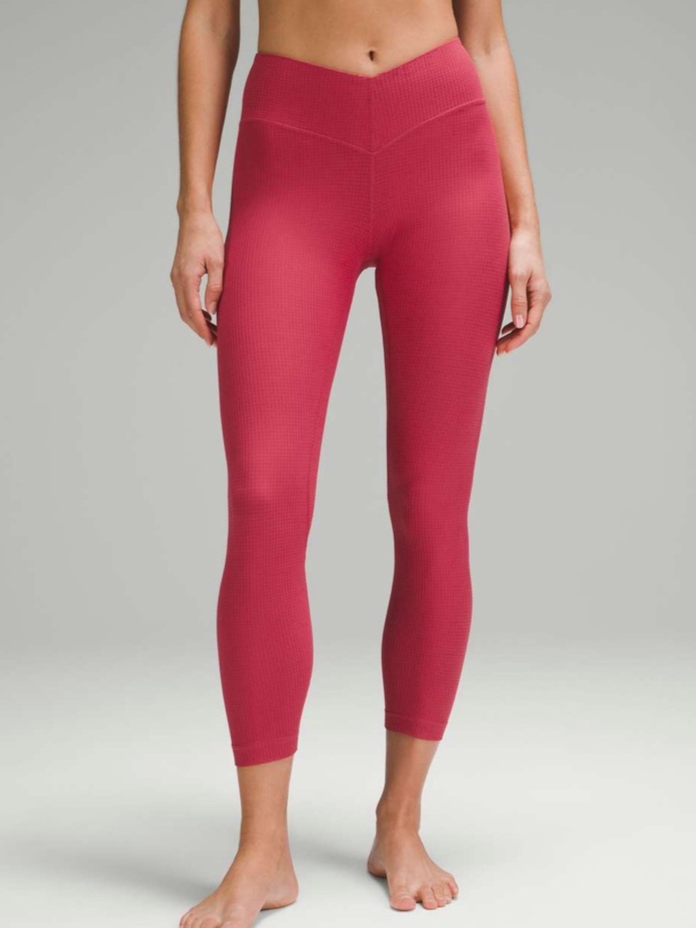 Lululemon V-Waist Yoga Tight 25" *Grid Texture Vintage Rose Sz 4